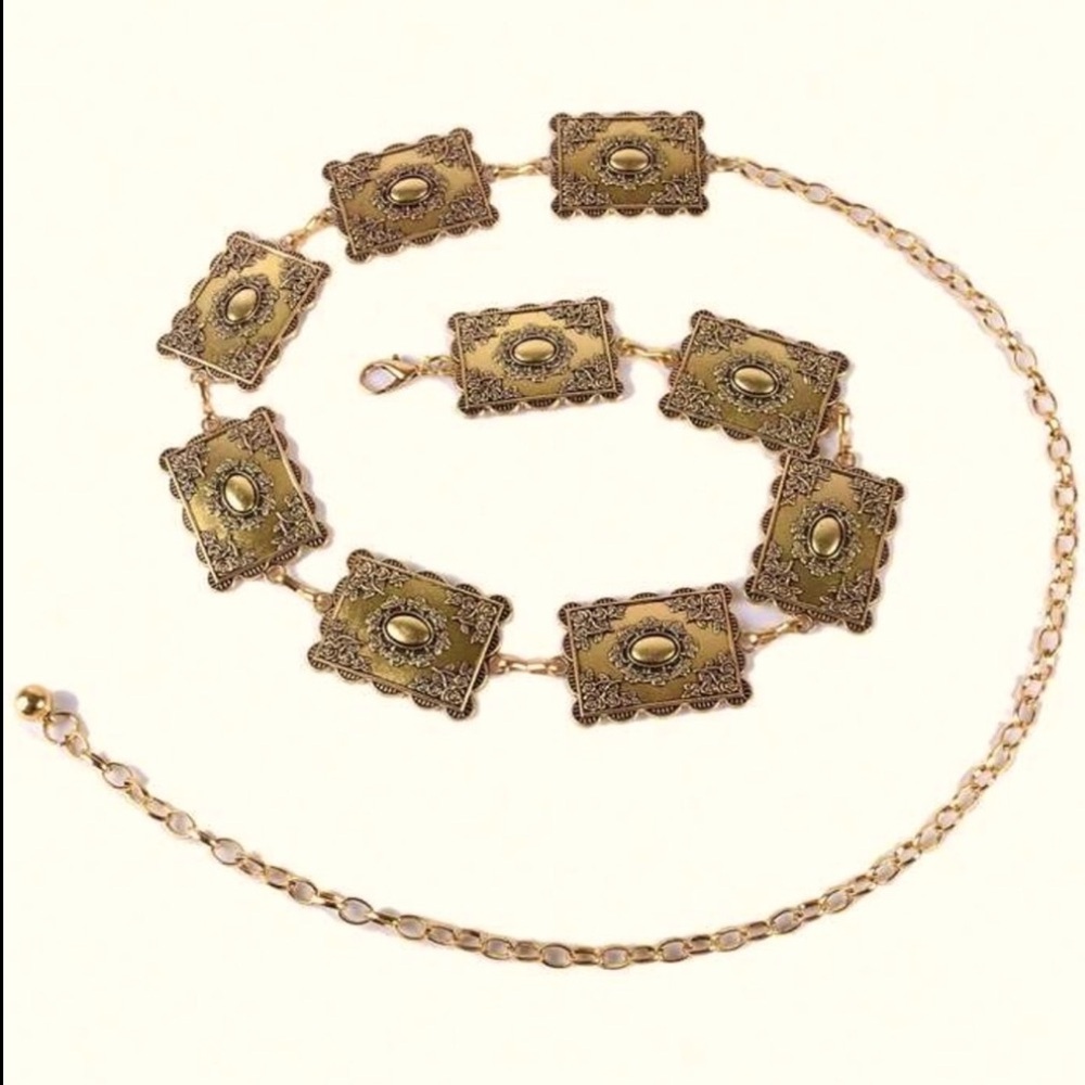 Vintage Engraved Gold Chain Belt NEW 🏷️ - Picture 2 of 3